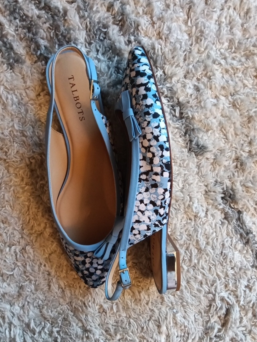 Talbots Light Blue Floral Slingback Flats - Picture 6 of 12